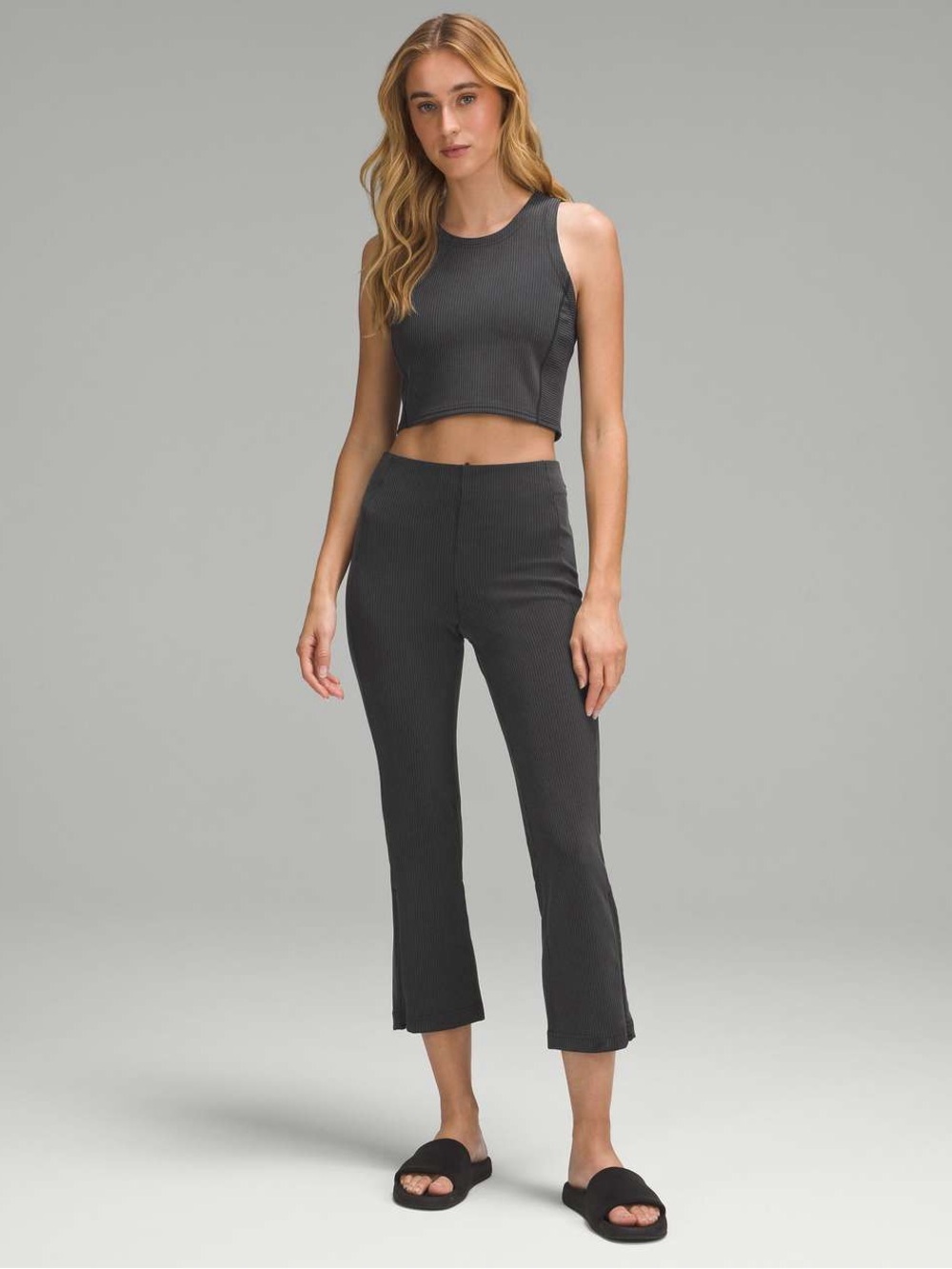 Lululemon Ribbed Softstreme Cropped Tank Top - Black